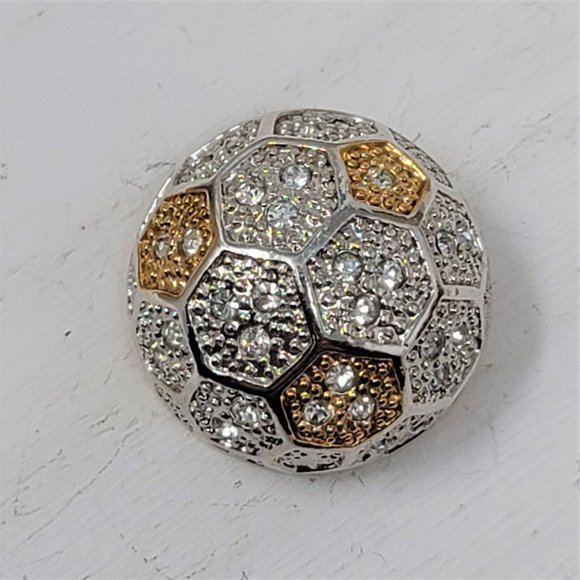 Vintage Dome Brooch by Roman Gold & Silver Rhinestones - Picture 4 of 11